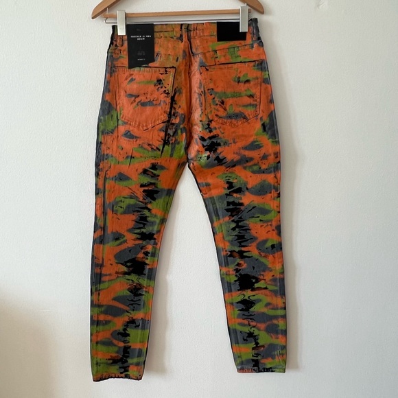 Forever 21 Mens Paint Splatter Jeans Orange/ Green/ Blue size 32 - Picture 2 of 5